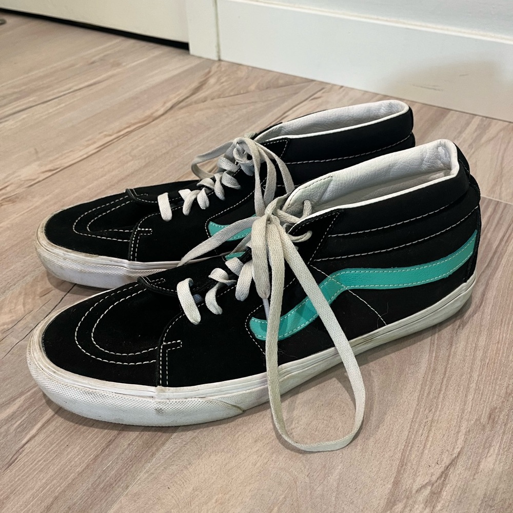 Vans Black and Teal High-Top Sneakers Men’s Size 13